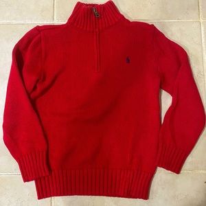 Boys Ralph Lauren 1/2 zip red sweater, size 7.